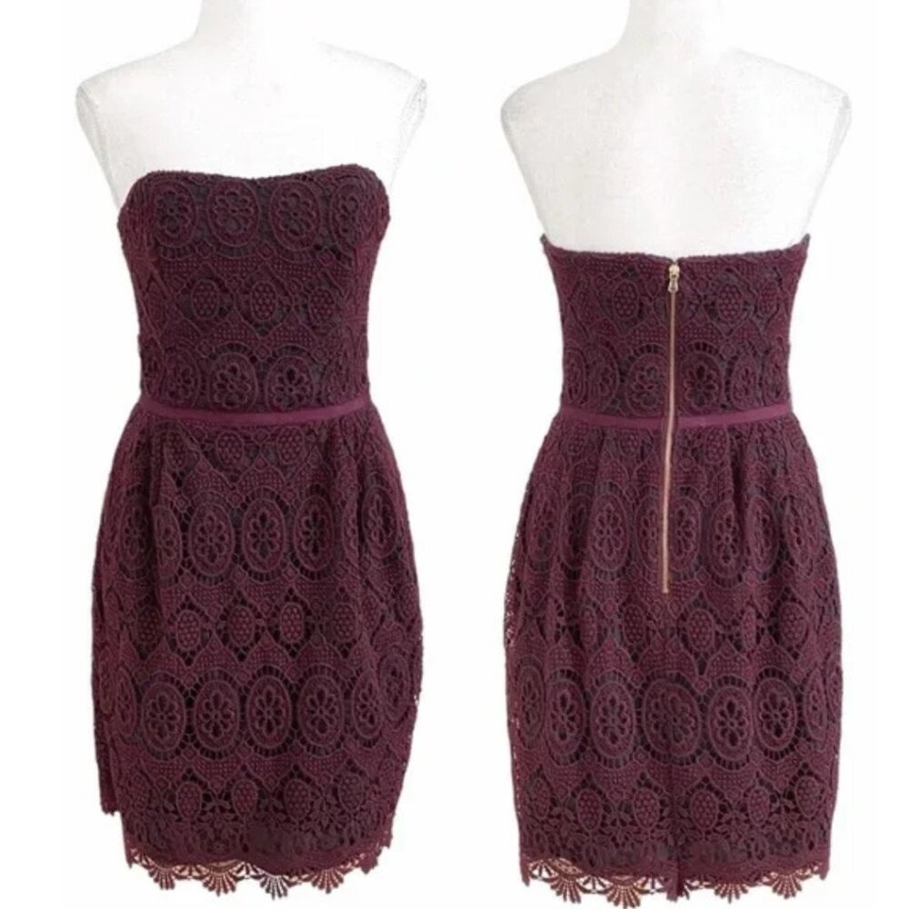 Club Monaco - 'Leandra' Pink & Purple Strapless Floral Lace Dress - size 6 - Picture 3 of 11